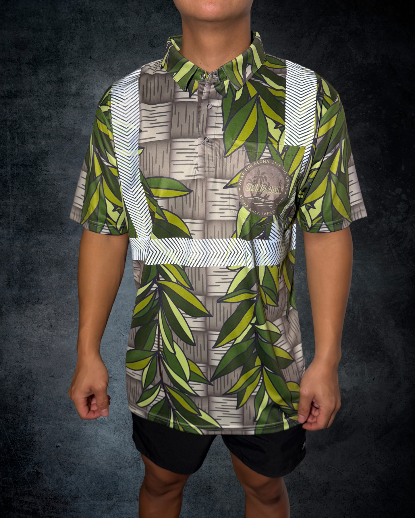 Maile Lei and Lauhala Reflective Polo
