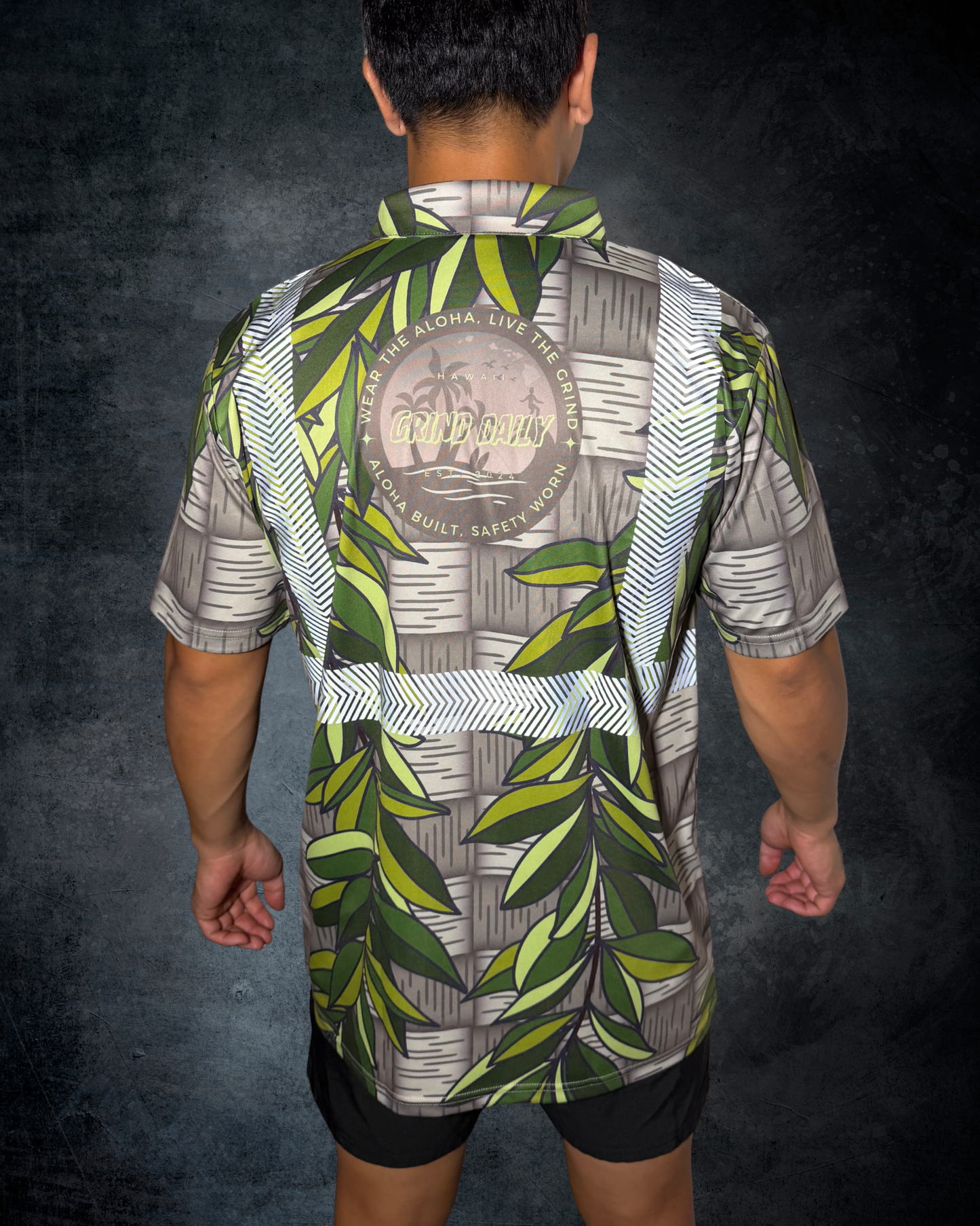 Maile Lei and Lauhala Reflective Polo
