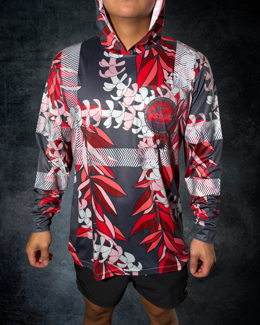 Red Maile & Puakenikeni Lei Reflective Hoodie